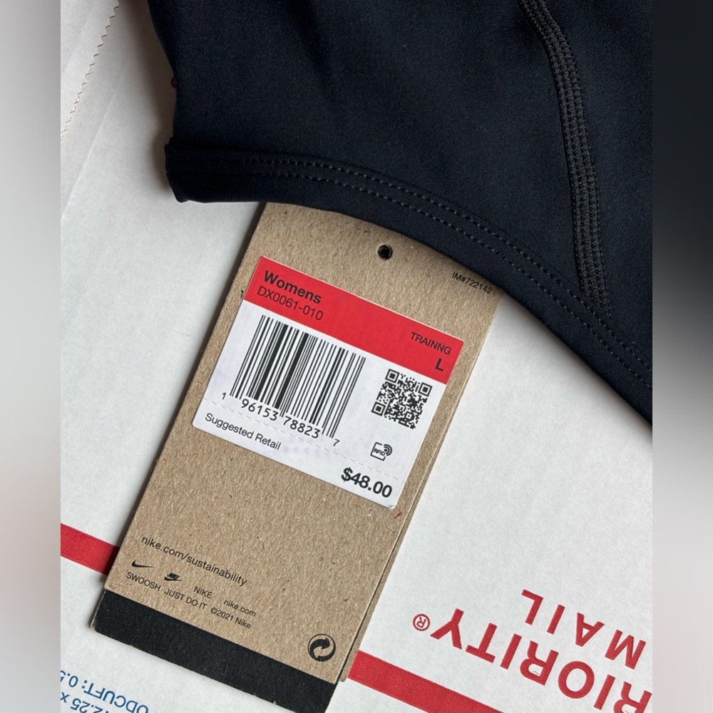 Nike Pro Dri-FIT Women's Cropped Training Tank Top DX0061-010 Black Size L NEW - Picture 3 of 6